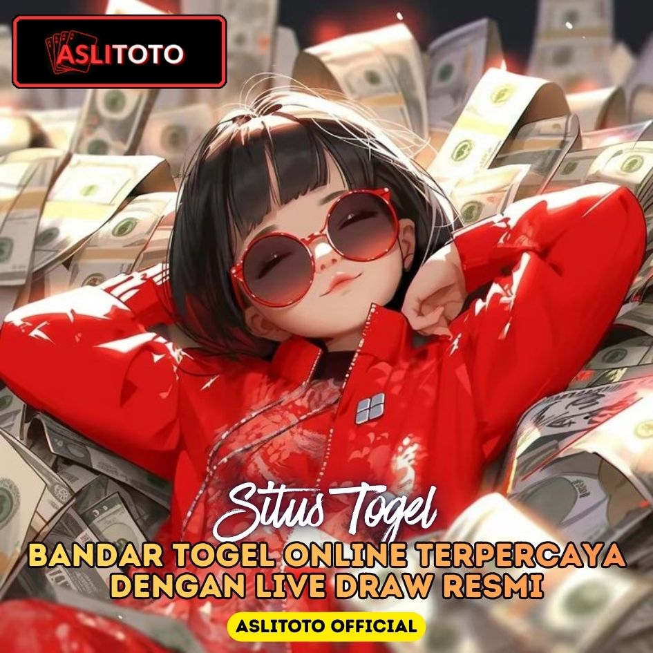 Banner ASLITOTO dengan ilustrasi live draw dan pasaran togel